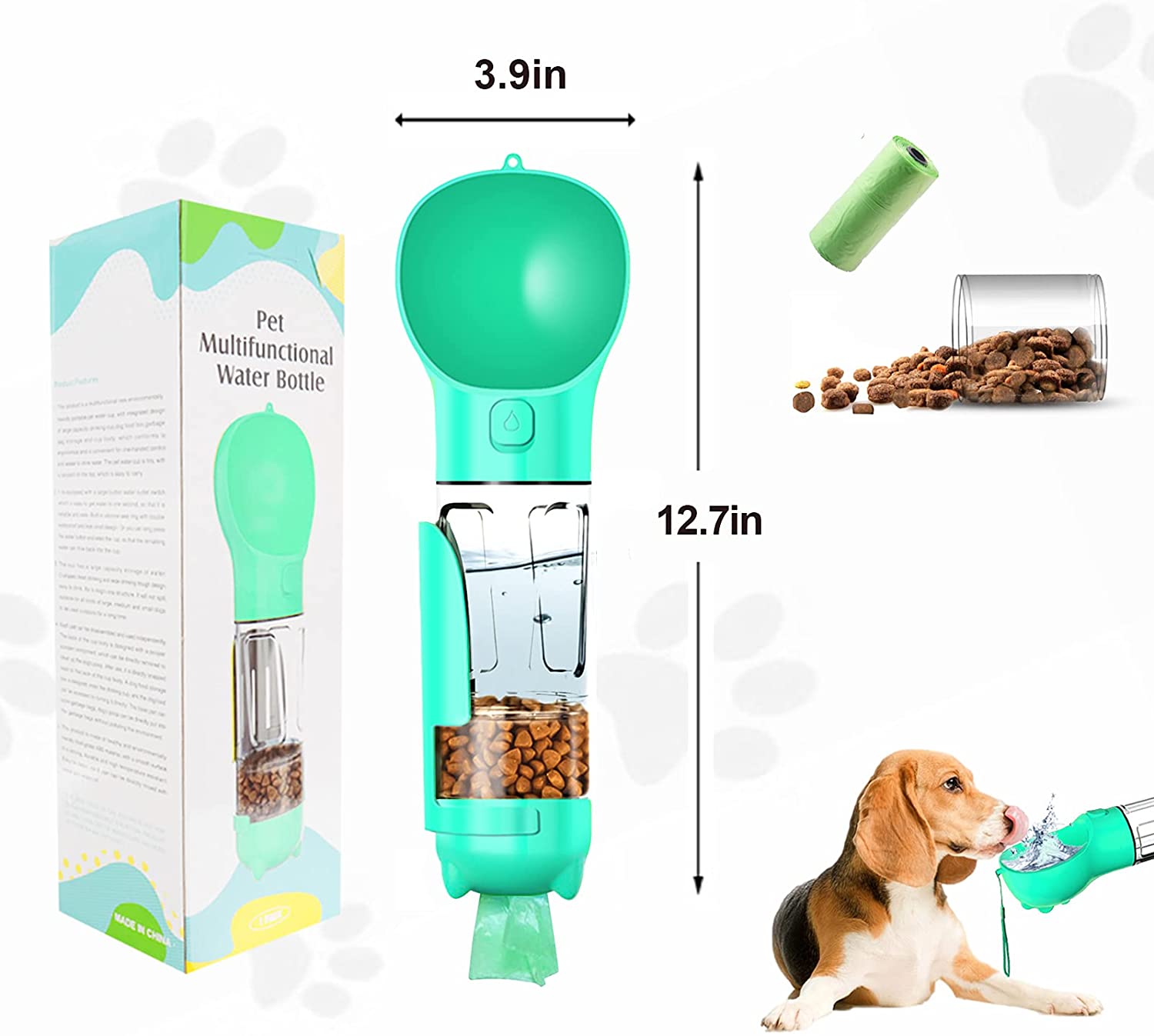 Waggle 3 In 1 Multifunctional Dog Water Bottle with Food Feeder, Drink –  Waggle Merch